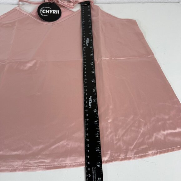 Chyrii Pink Pajama Short Set Size L Racerback Camisole Top Ruffle Trim Shorts - Picture 7 of 15